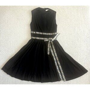 Vintage 70s Julie Miller California Dress‎ Black Gold Silver Accents